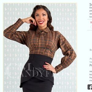 Miss candyfloss Salma-Lynn plaid tie blouse large